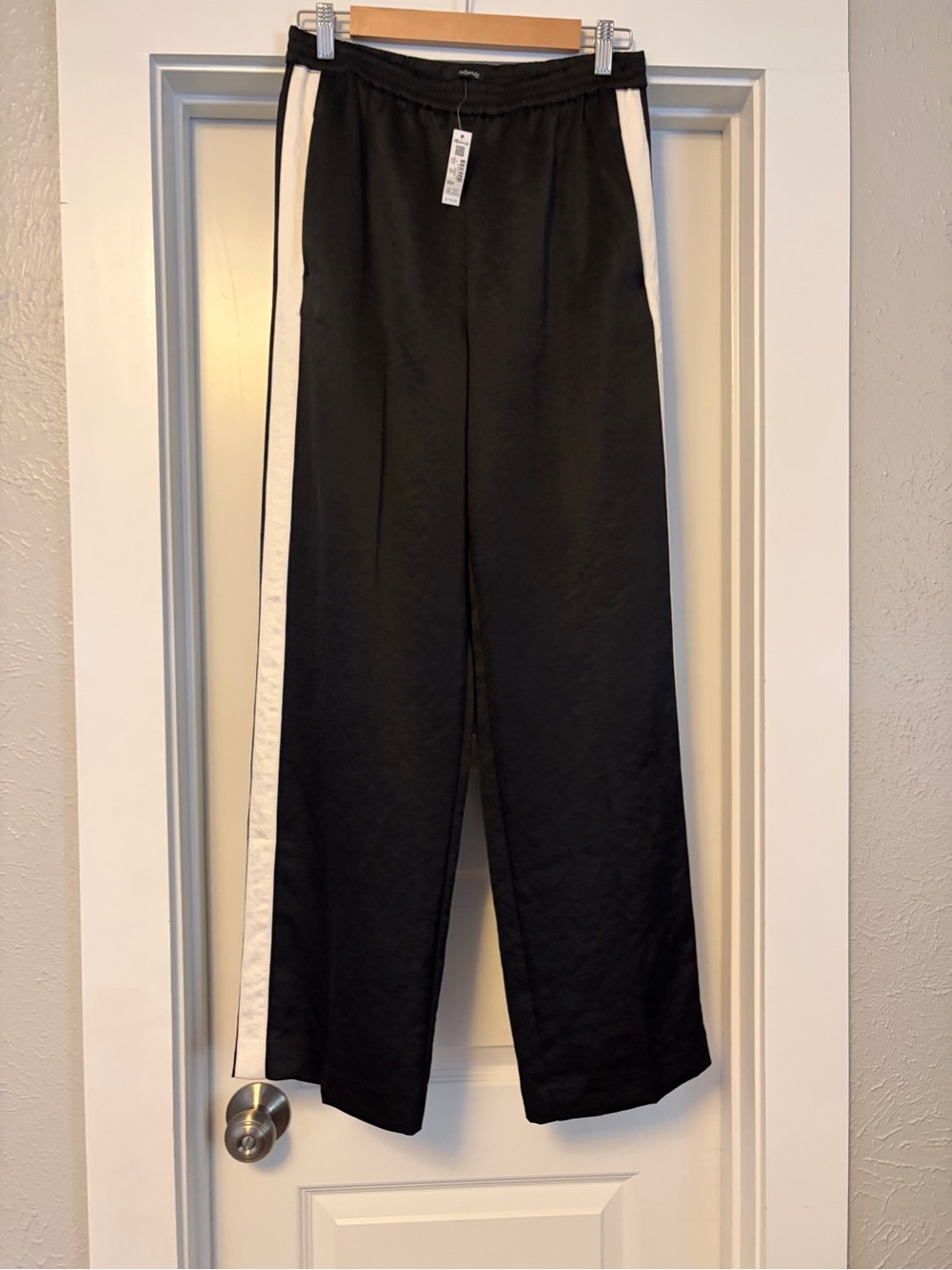 Madewell Black Wide Leg Pants with White Side Stripe
